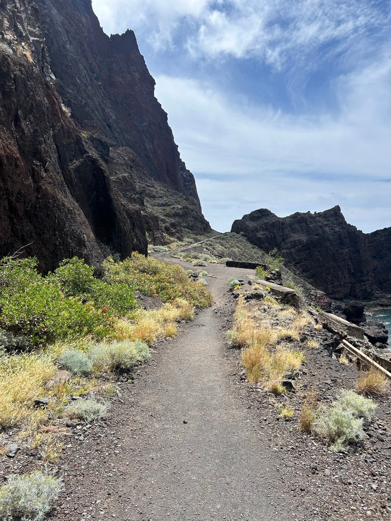 Path beside cliffs in the Canary Islands