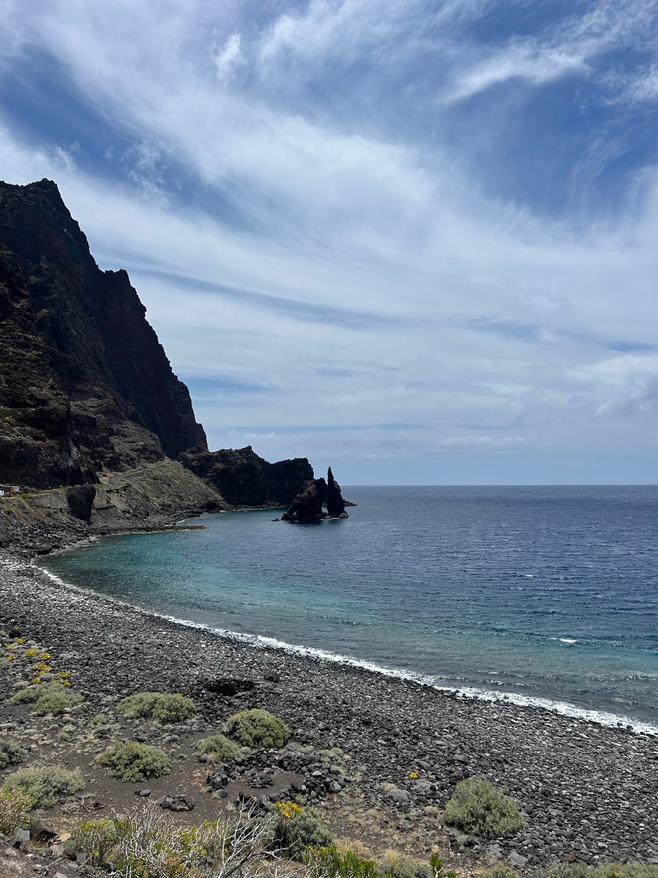 Volcanic rock beside the sea in the Canary Islands